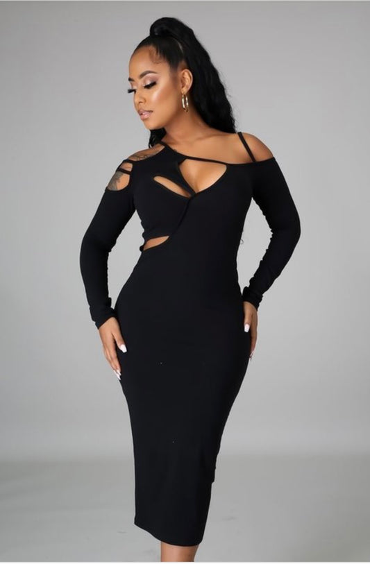 Peek-A-Boo Dress Black